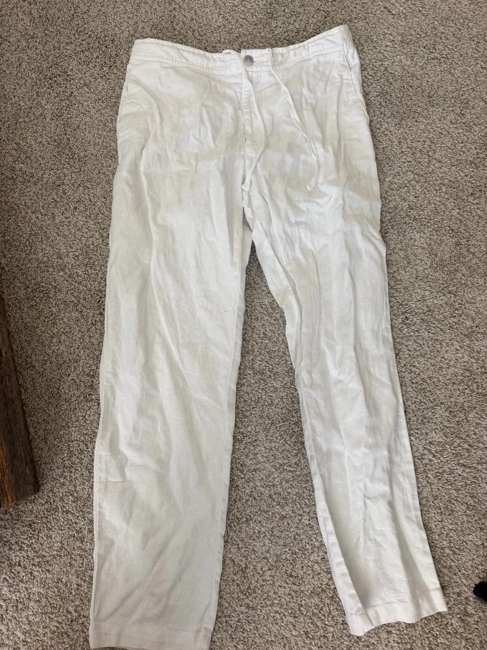 Marc Anthony Off-White Linen-Blend Chinos